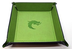 Old School: Square Dice Rolling Tray - Green with Blue Back